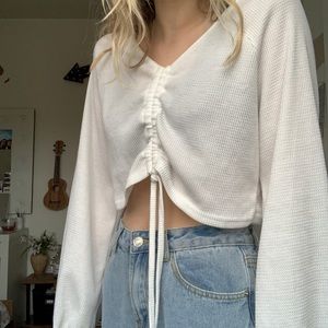 Long sleeve, white knit shirt!